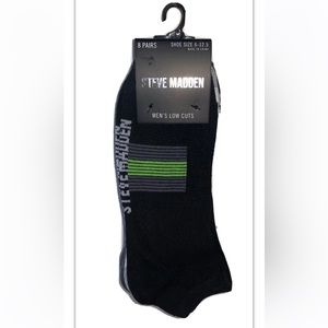 Steve Madden Low Cut Socks 8 Pair Men 6-12.5 Black White Gray w Mixed Logo NEW!
